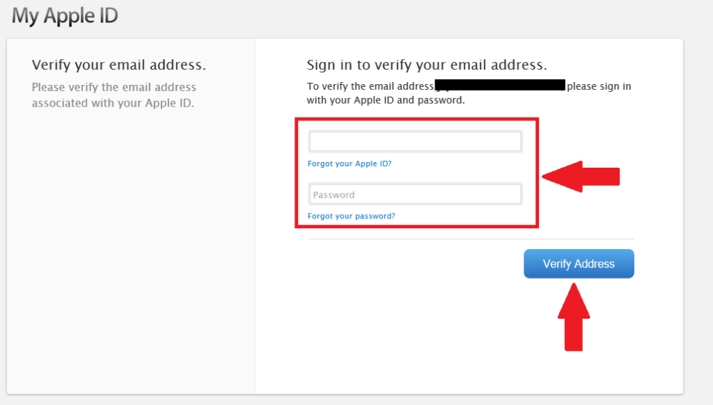 Sign in with the email and password you used in the steps above. Click "Verify Address"