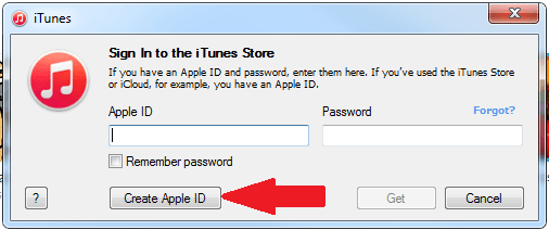 From the pop-up, click on "Create Apple ID".
